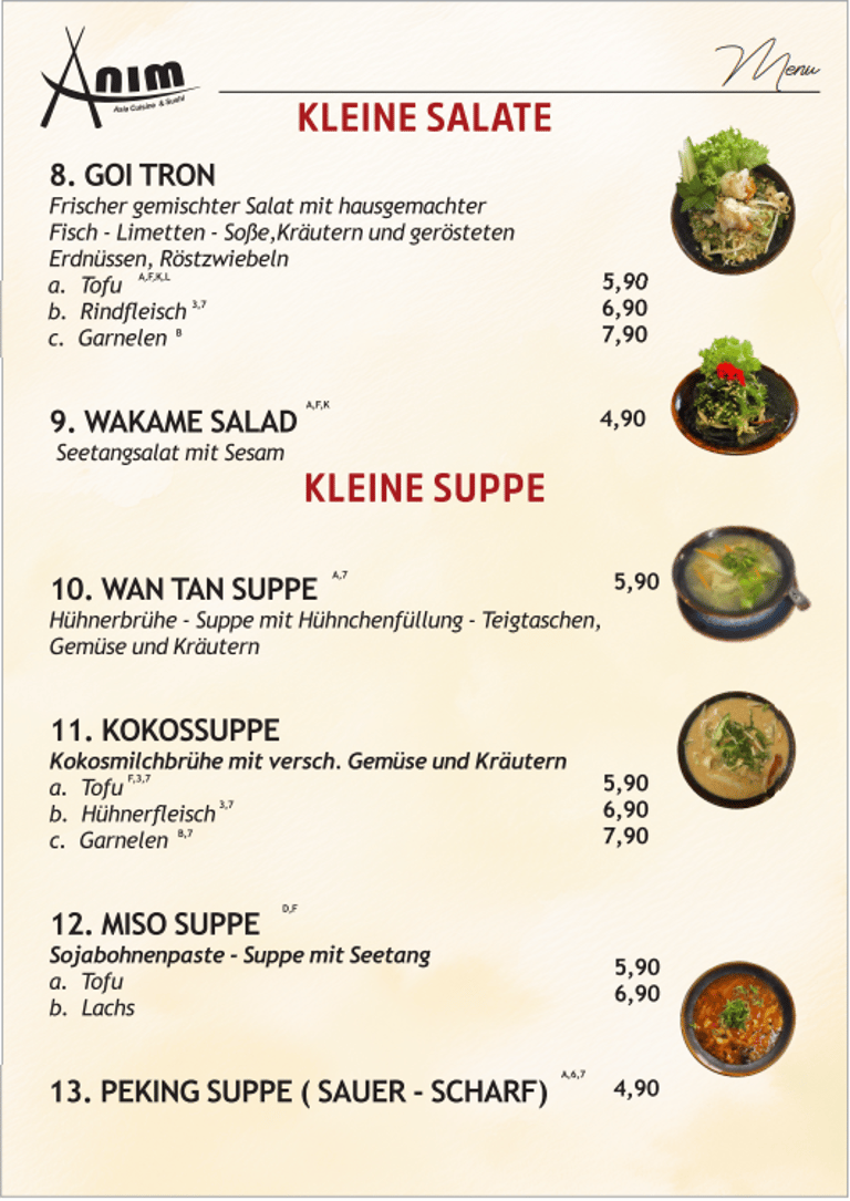 NIM Speisekarte