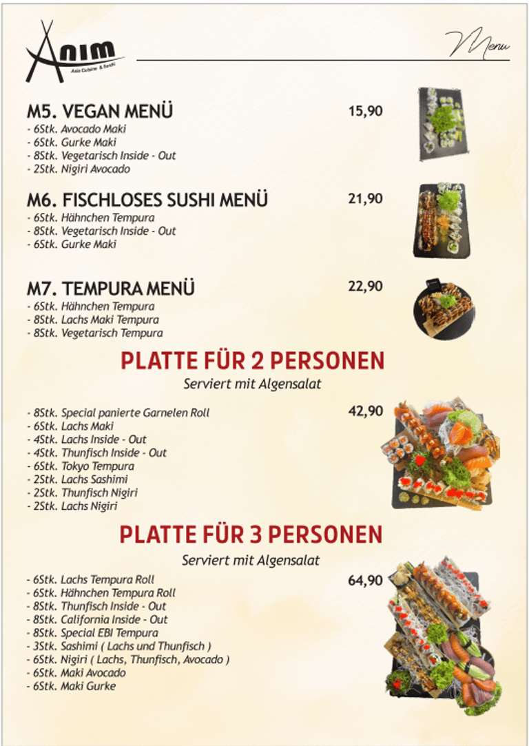 NIM Speisekarte